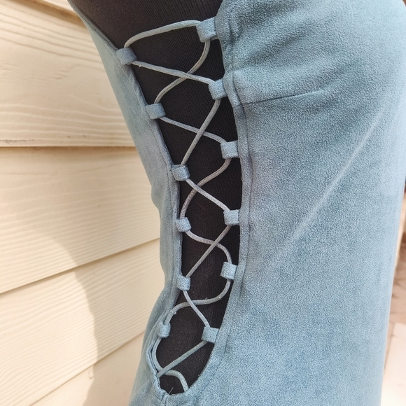 Windsor short sleeveless aqua blue dress size M with two sides on the sides - Picture 5 of 12